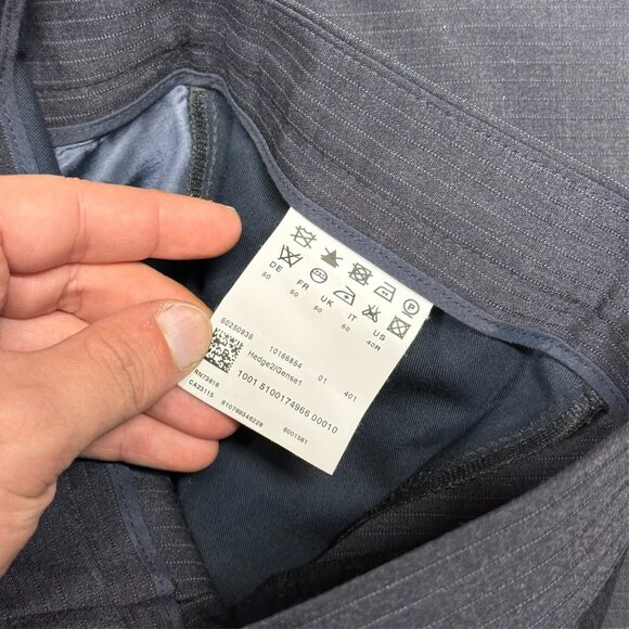 Hugo Boss Dress Pants Navy Blue Pinstripe Stretch Wool Trousers 34x31 - Picture 4 of 10